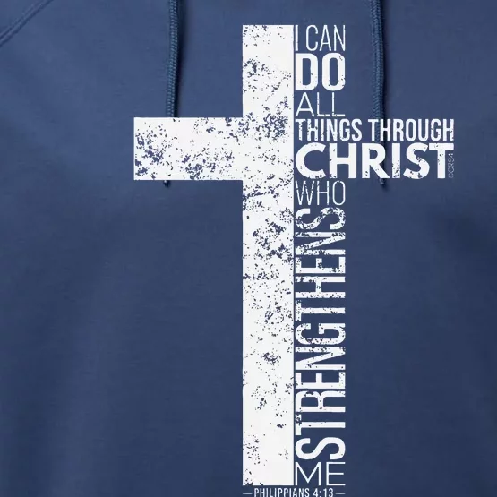 Cross With Philippians 413 Christian Performance Fleece Hoodie