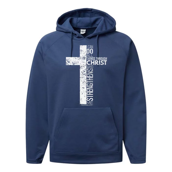 Cross With Philippians 413 Christian Performance Fleece Hoodie