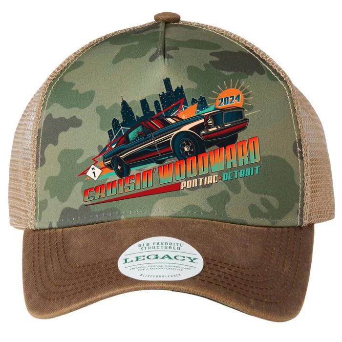 Cruisin Woodward Pontiac To Detroit 2024 Detroit Ren Cen Muscle Car Legacy Tie Dye Trucker Hat