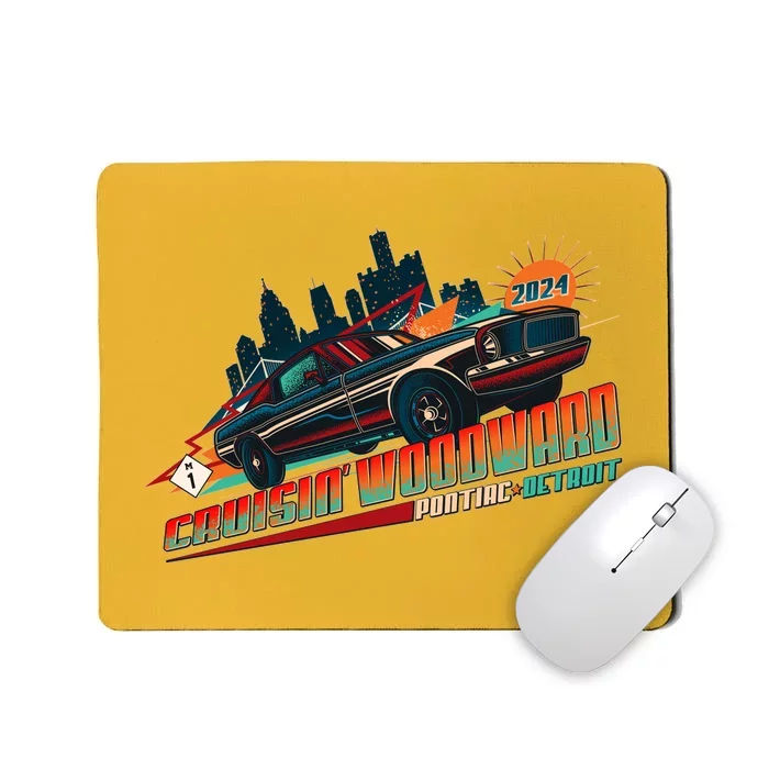 Cruisin Woodward Pontiac To Detroit 2024 Detroit Ren Cen Muscle Car Mousepad