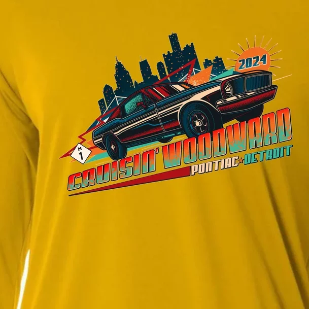 Cruisin Woodward Pontiac To Detroit 2024 Detroit Ren Cen Muscle Car Cooling Performance Long Sleeve Crew