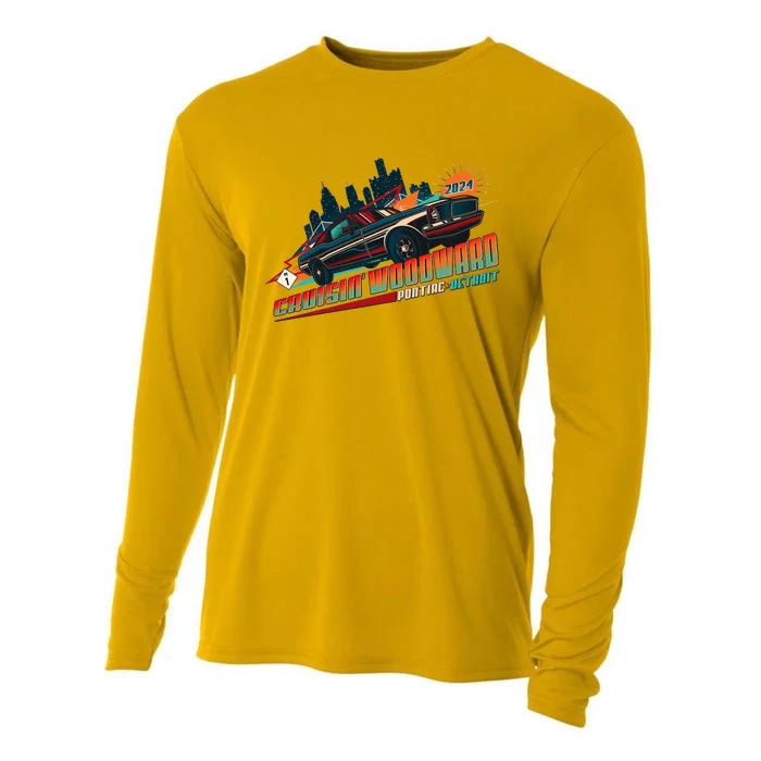 Cruisin Woodward Pontiac To Detroit 2024 Detroit Ren Cen Muscle Car Cooling Performance Long Sleeve Crew