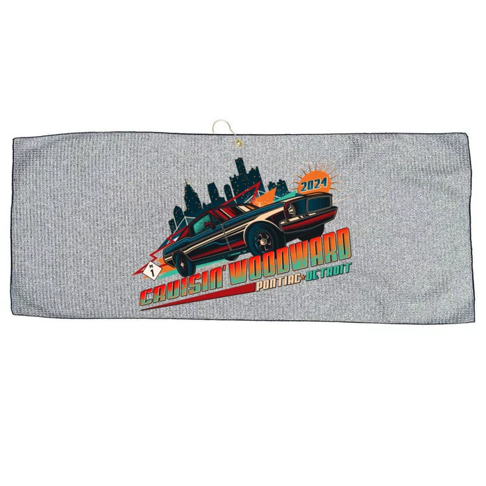 Cruisin Woodward Pontiac To Detroit 2024 Detroit Ren Cen Muscle Car Large Microfiber Waffle Golf Towel