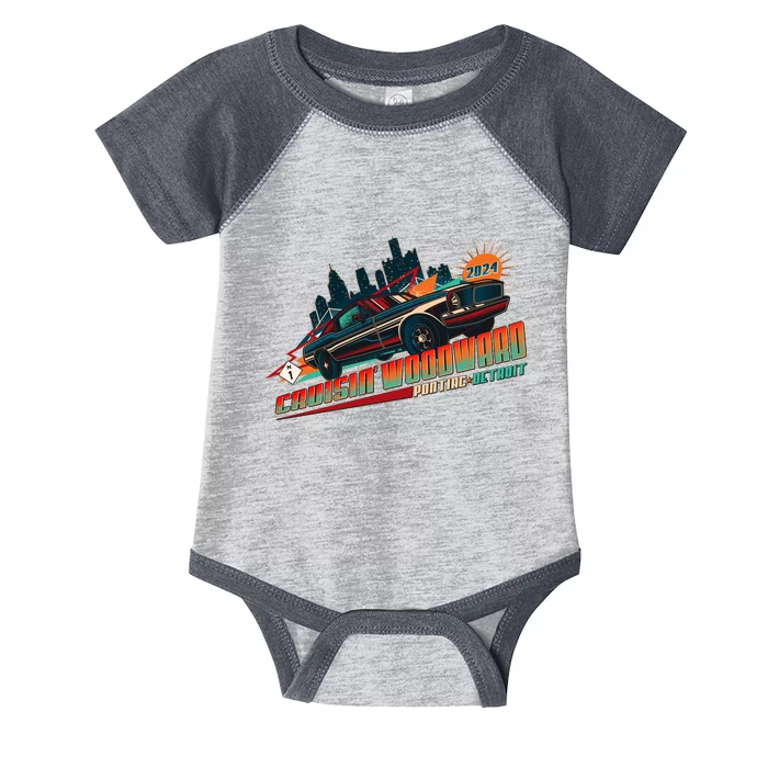 Cruisin Woodward Pontiac To Detroit 2024 Detroit Ren Cen Muscle Car Infant Baby Jersey Bodysuit