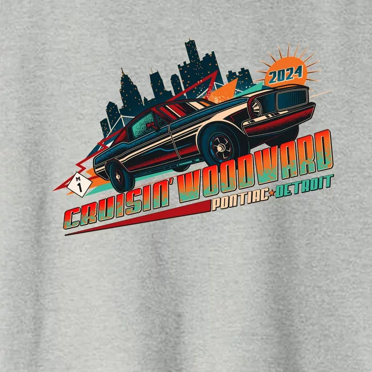 Cruisin Woodward Pontiac To Detroit 2024 Detroit Ren Cen Muscle Car Women's Crop Top Tee