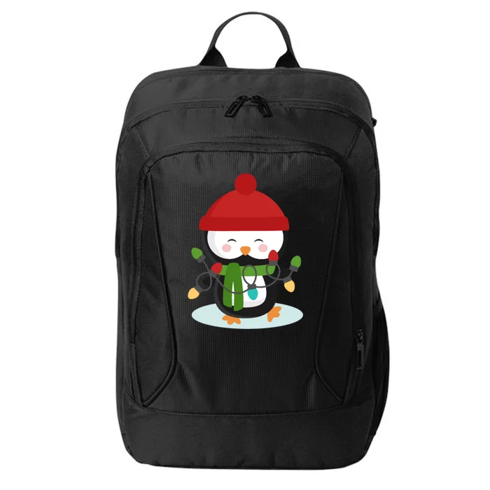 Cute Winter Penguin Christmas Lights City Backpack