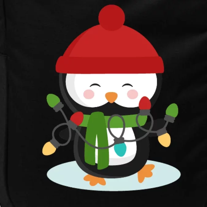 Cute Winter Penguin Christmas Lights Impact Tech Backpack