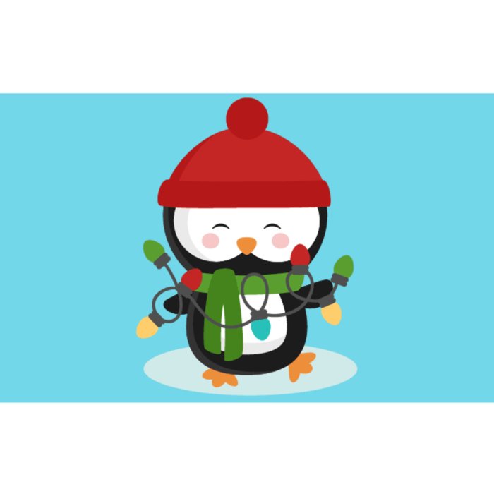 Cute Winter Penguin Christmas Lights Bumper Sticker