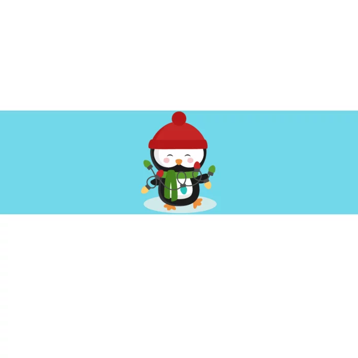 Cute Winter Penguin Christmas Lights Bumper Sticker