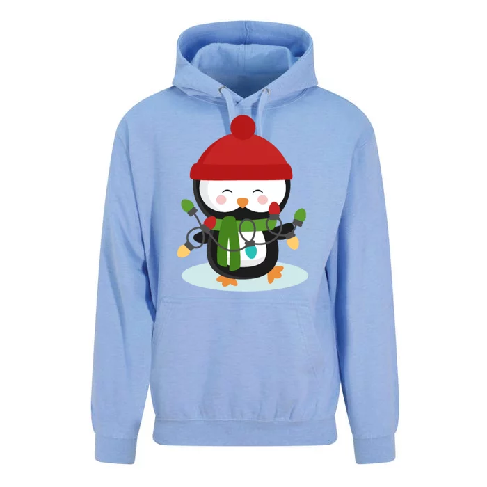 Cute Winter Penguin Christmas Lights Unisex Surf Hoodie