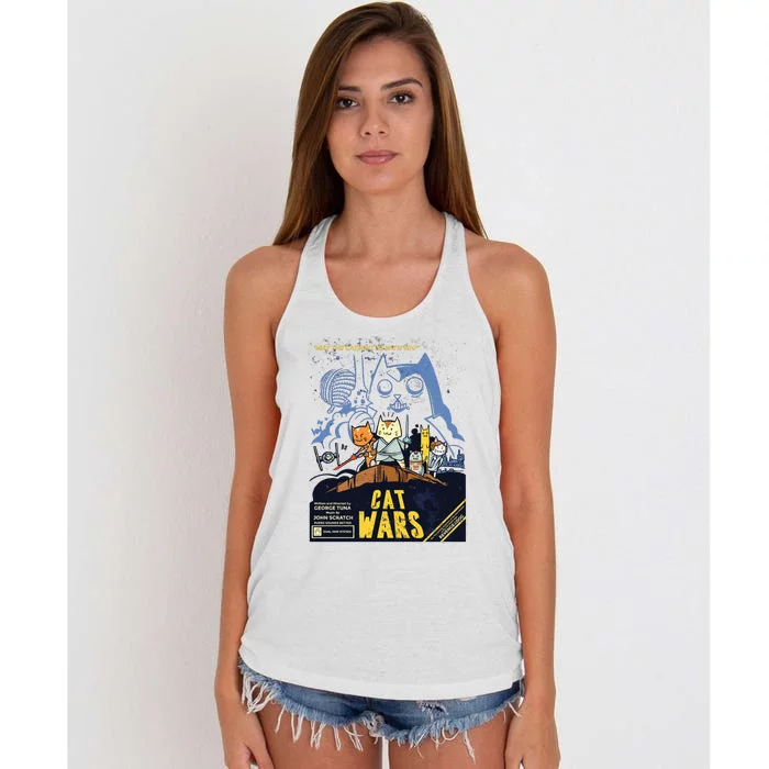 Cat Wars Parody Women's Knotted Racerback Tank