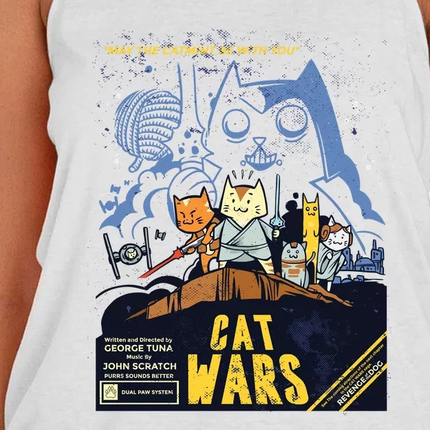 Cat Wars Parody Women's Knotted Racerback Tank