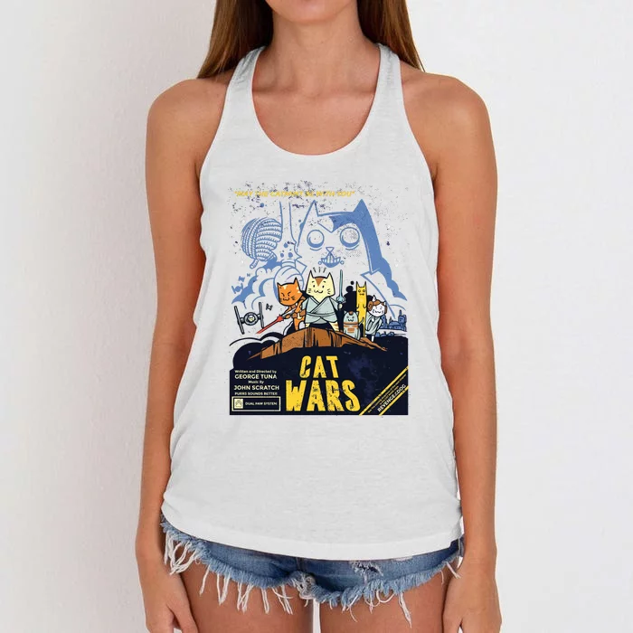 Cat Wars Parody Women's Knotted Racerback Tank