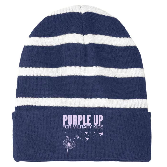 Cute Wear Purple Dandelion Dove Birds Striped Beanie with Solid Band