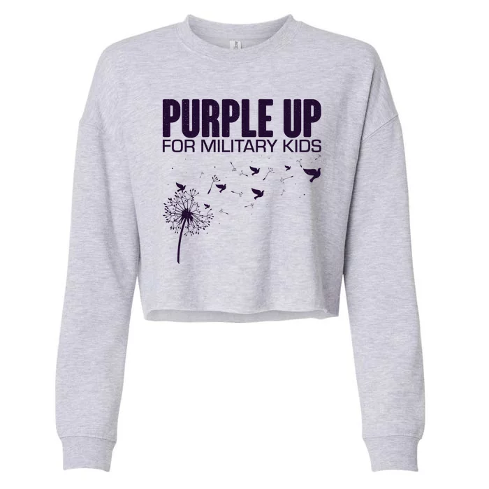 Cute Wear Purple Dandelion Dove Birds Cropped Pullover Crew