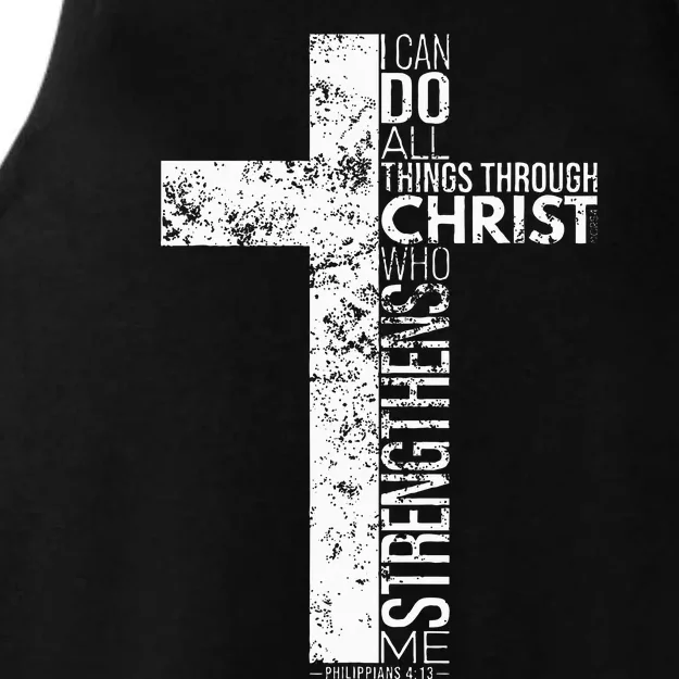 Cross With Philippians 4 13 Christian Ladies Tri-Blend Wicking Tank