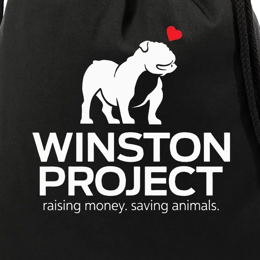 Cute Winston Project Bulldog supports animal rescue Drawstring Bag