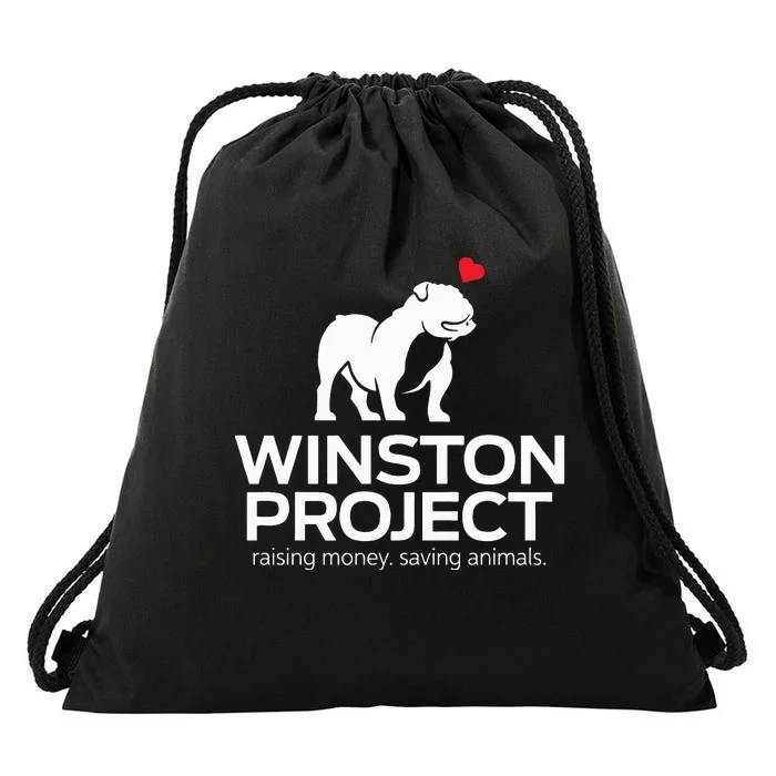 Cute Winston Project Bulldog supports animal rescue Drawstring Bag