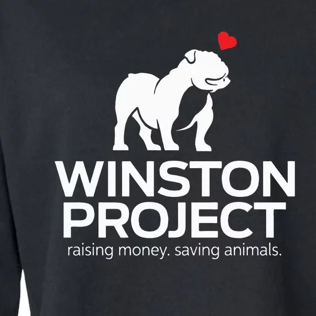 Cute Winston Project Bulldog supports animal rescue Cropped Pullover Crew