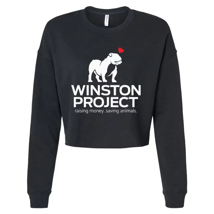 Cute Winston Project Bulldog supports animal rescue Cropped Pullover Crew