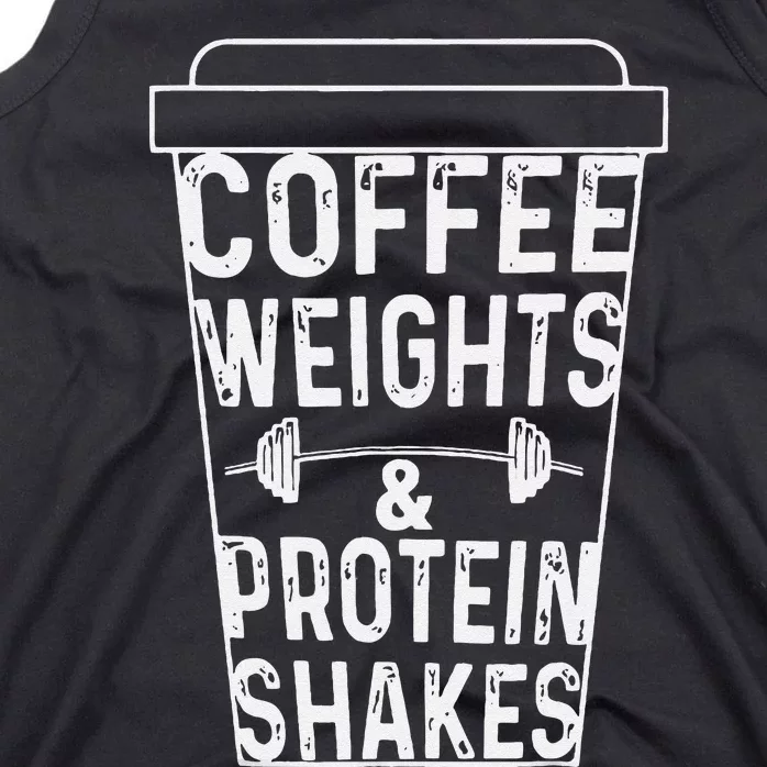 Coffee Weights & Protein Shakes Funny Lifting Tank Top