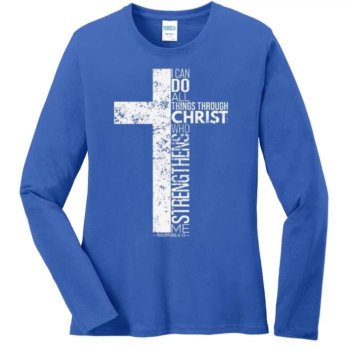 Cross With Philippians 413 Christian Ladies Long Sleeve Shirt