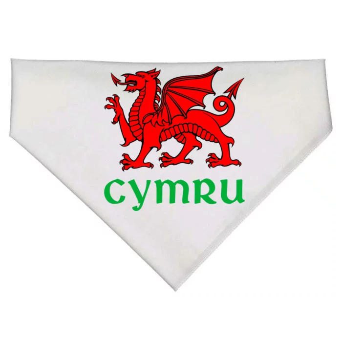 Cymru Welsh Pride Gift Red Dragon Of Wales Flag Funny Gift USA-Made Doggie Bandana