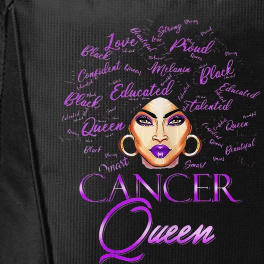 Cancer Wo Purple Afro Queen Black Zodiac Birthday City Backpack