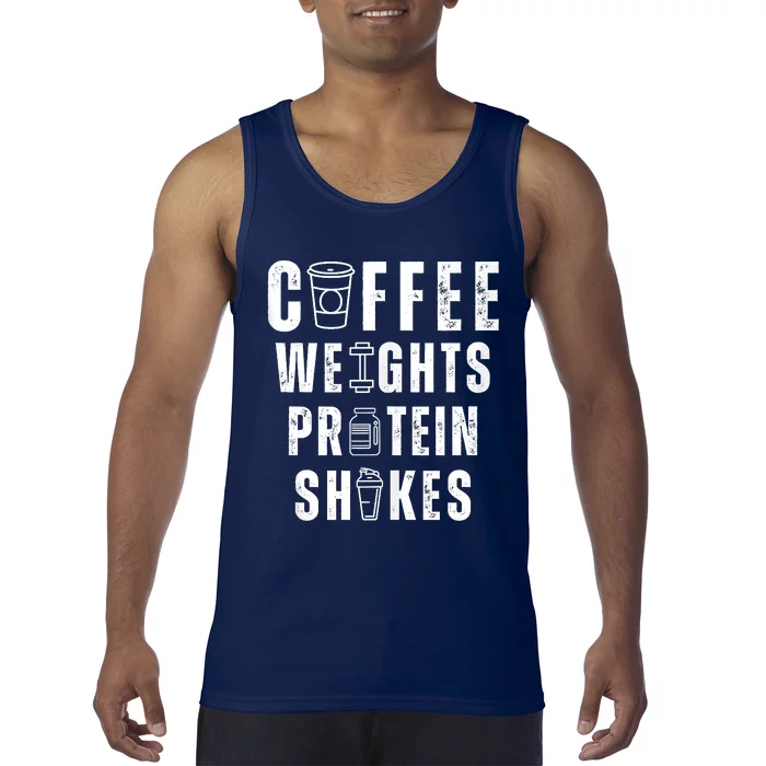 Coffee Weights Protein Shakes Tank Top