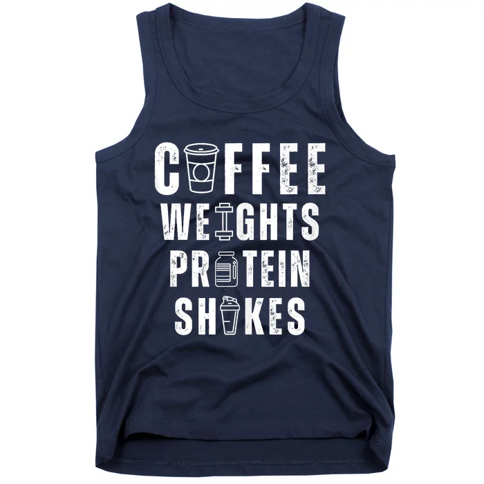 Coffee Weights Protein Shakes Tank Top