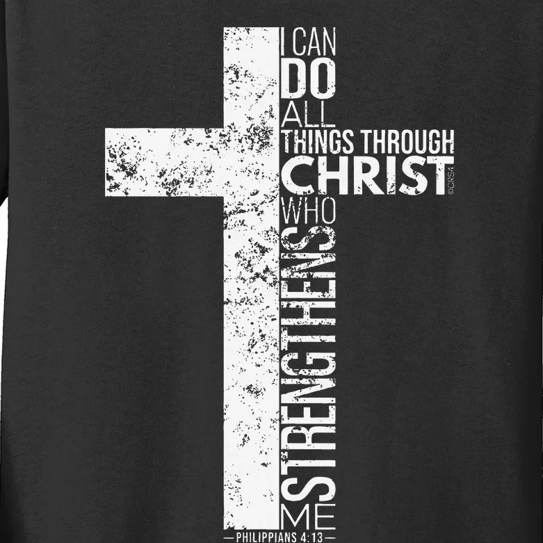 Cross With Philippians 413 Christian Kids Long Sleeve Shirt