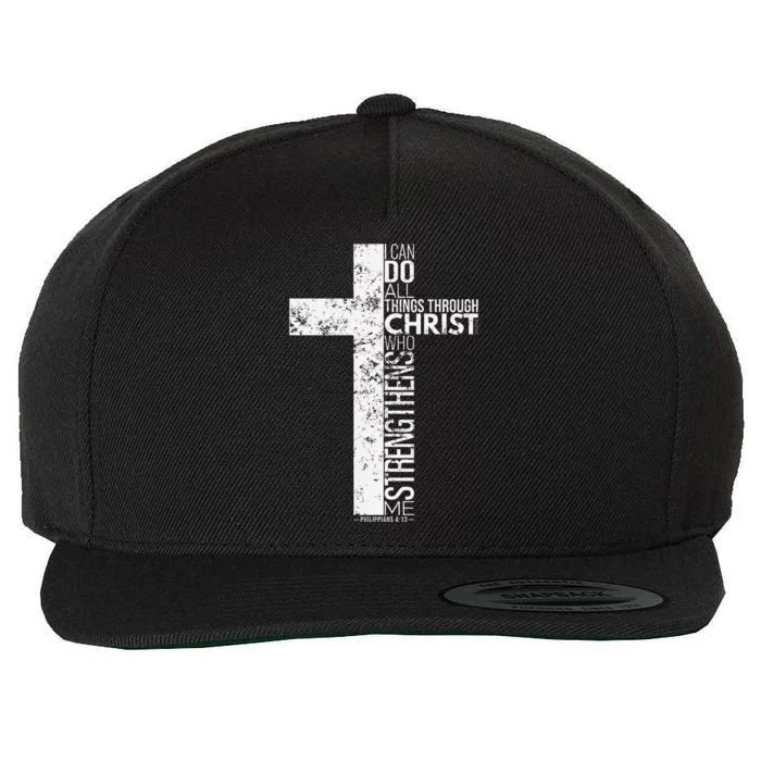 Cross With Philippians 413 Christian Wool Snapback Cap