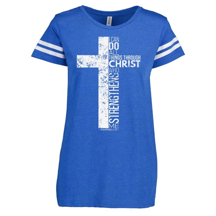 Cross With Philippians 413 Christian Enza Ladies Jersey Football T-Shirt