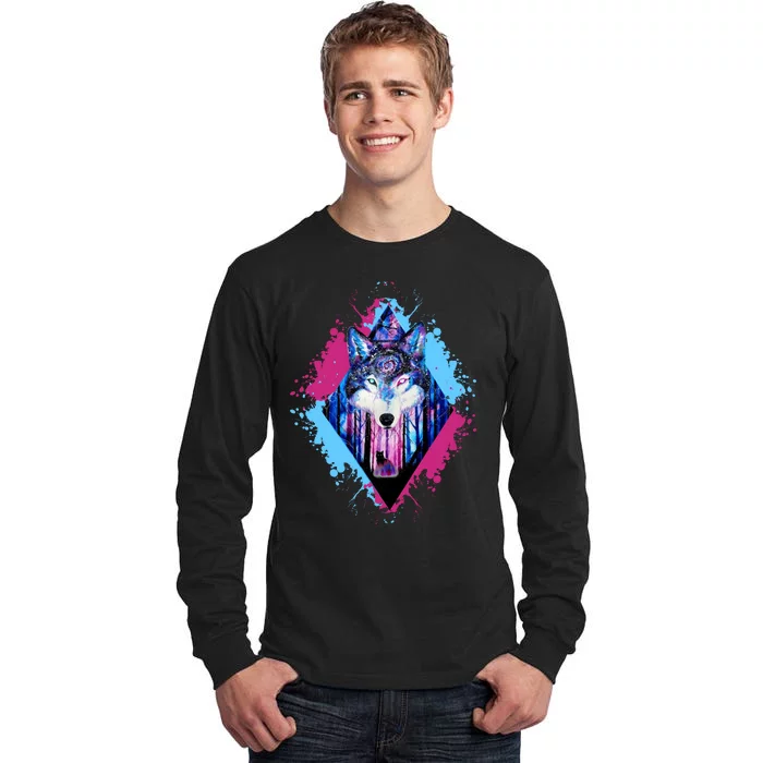 Colorful Wolf Painting Wolves Lover Tall Long Sleeve T-Shirt