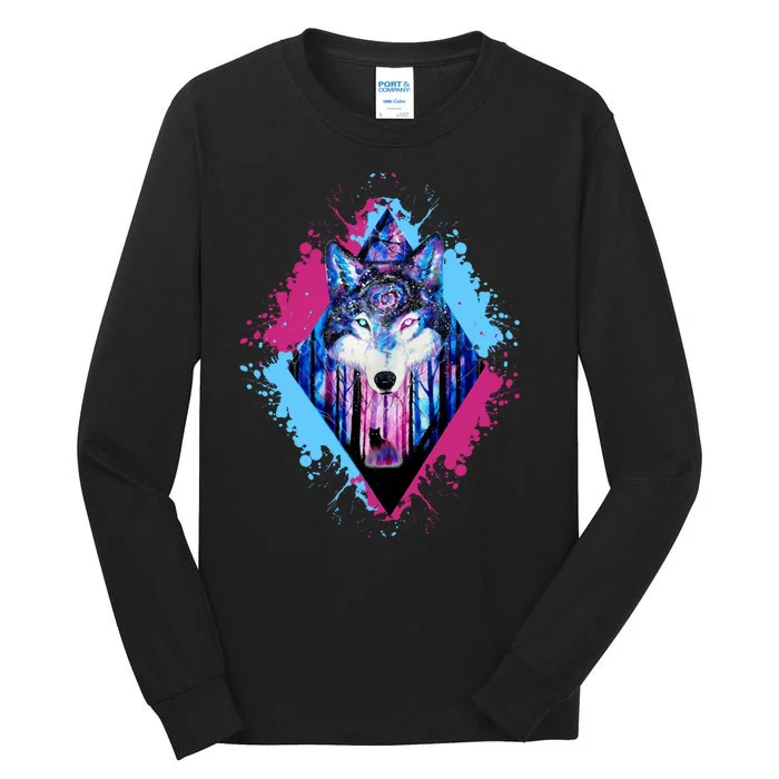 Colorful Wolf Painting Wolves Lover Tall Long Sleeve T-Shirt