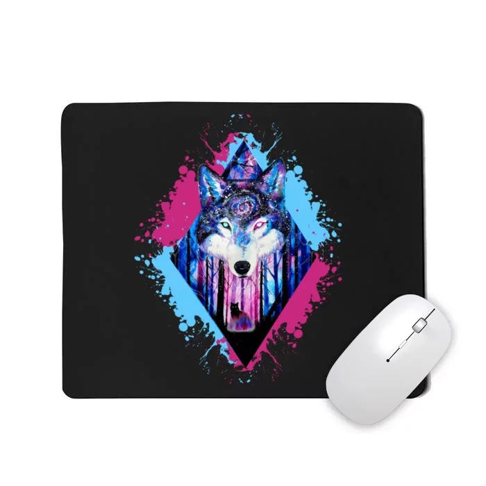 Colorful Wolf Painting Wolves Lover Mousepad