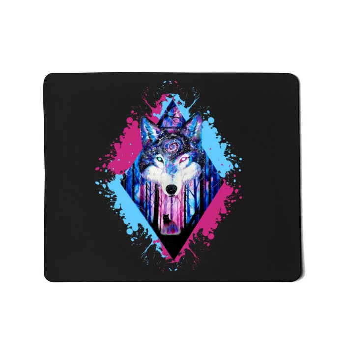 Colorful Wolf Painting Wolves Lover Mousepad