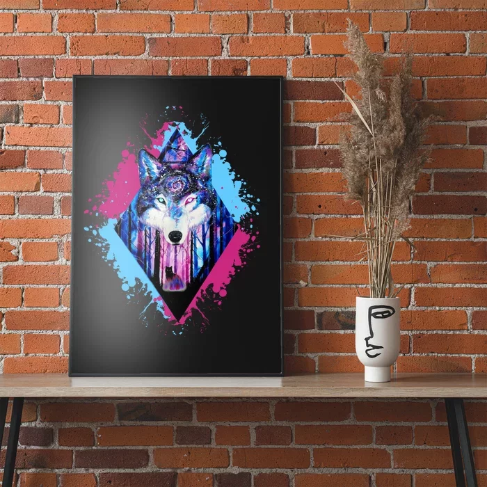 Colorful Wolf Painting Wolves Lover Poster