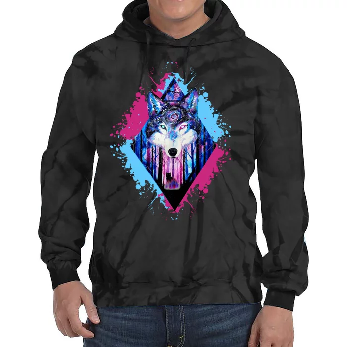 Colorful Wolf Painting Wolves Lover Tie Dye Hoodie