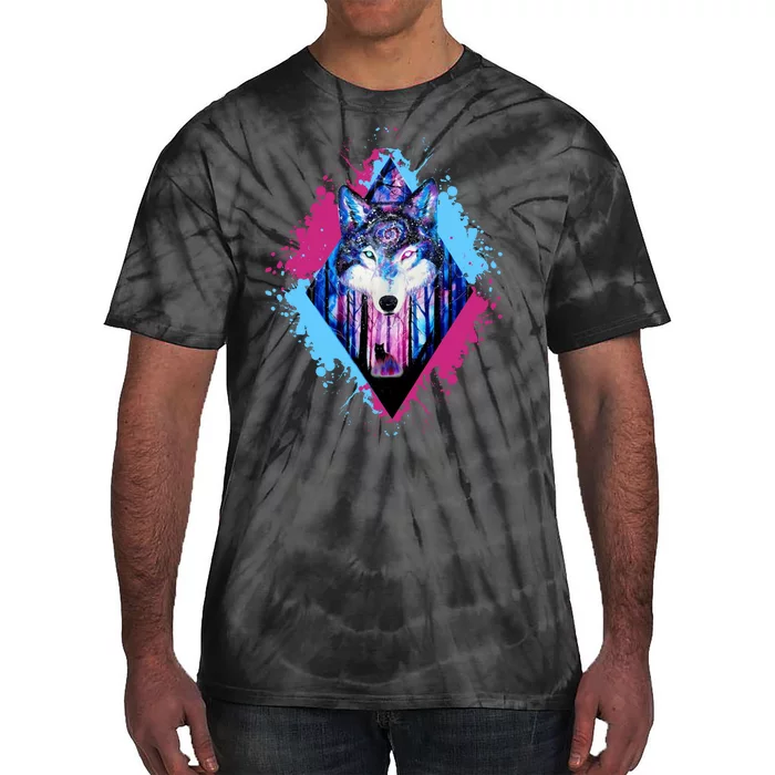 Colorful Wolf Painting Wolves Lover Tie-Dye T-Shirt