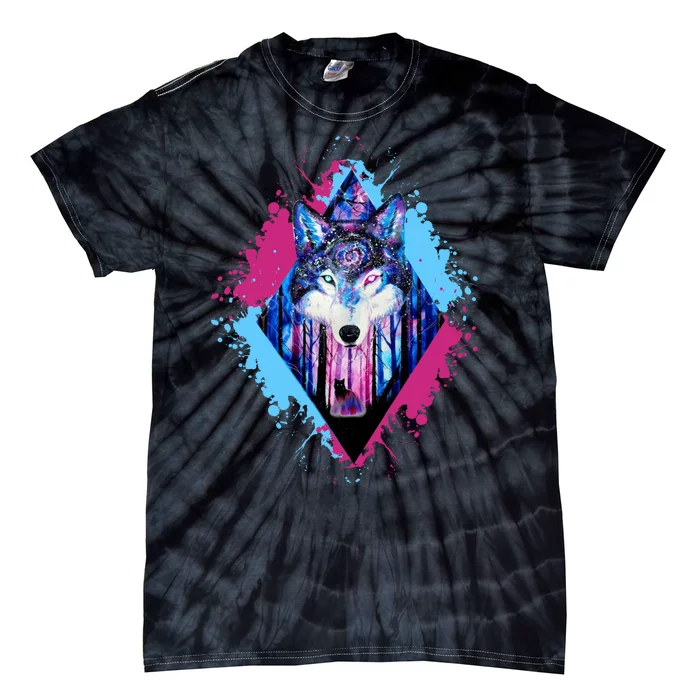 Colorful Wolf Painting Wolves Lover Tie-Dye T-Shirt