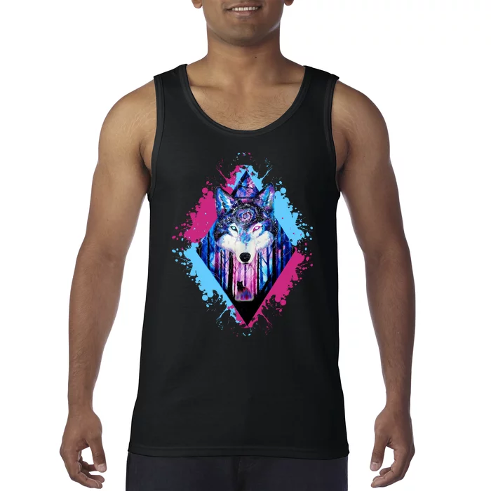 Colorful Wolf Painting Wolves Lover Tank Top