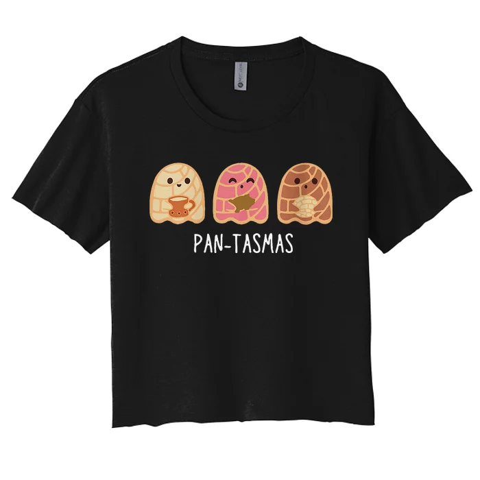 Cute Women Pantasmas Ghost Funny Spooky Conchas Mexican Ghost Women's Crop Top Tee