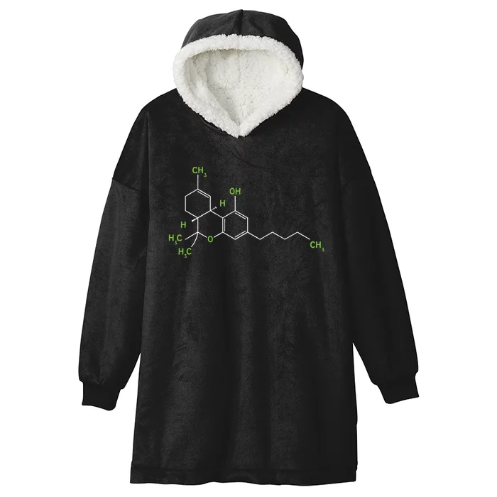 Cannabis Weed Pot Molecule Thc Marijuana Stoner Gift Hooded Wearable Blanket