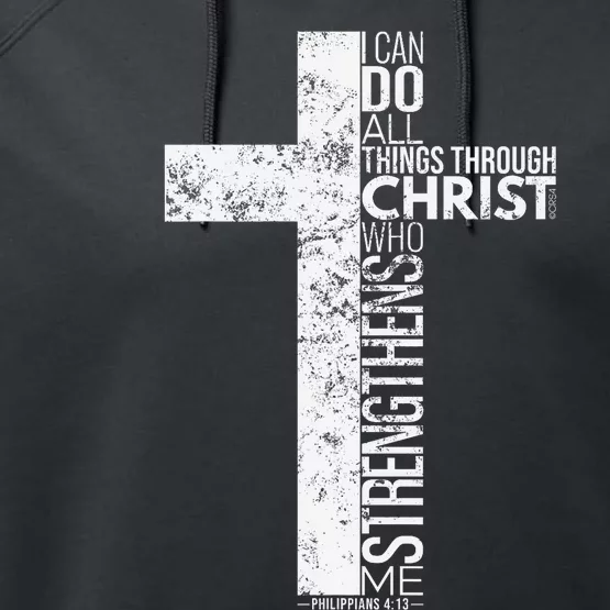 Cross With Philippians 413 Christian Performance Fleece Hoodie