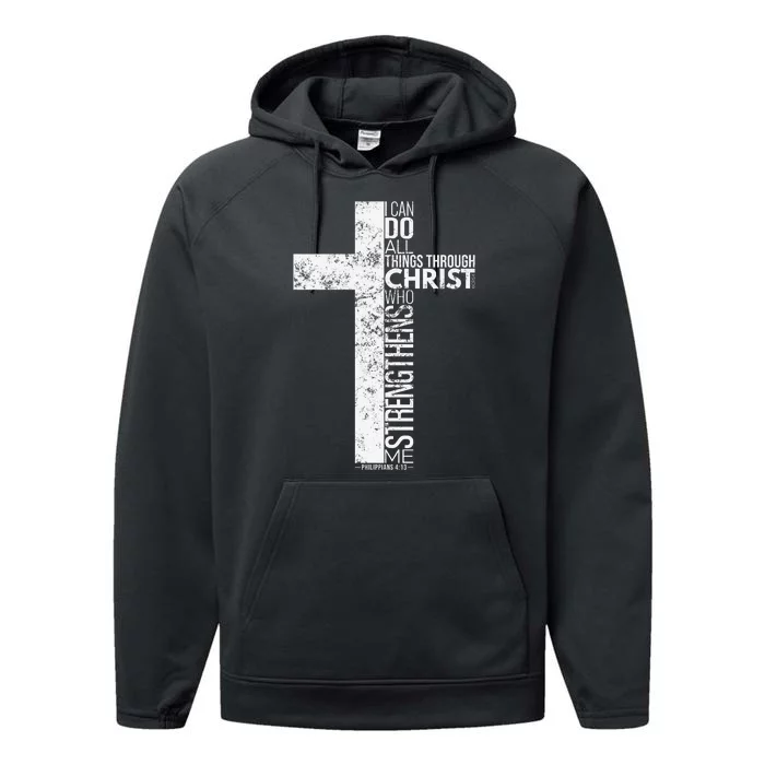 Cross With Philippians 413 Christian Performance Fleece Hoodie