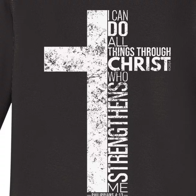 Cross With Philippians 413 Christian Baby Long Sleeve Bodysuit