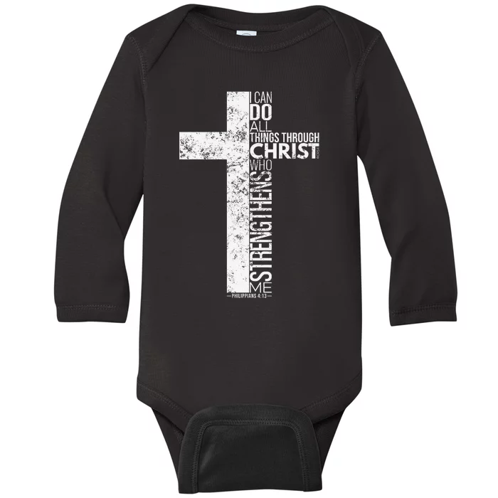 Cross With Philippians 413 Christian Baby Long Sleeve Bodysuit