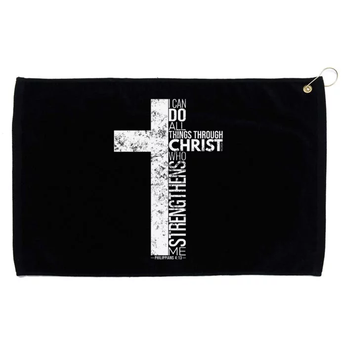 Cross With Philippians 413 Christian Grommeted Golf Towel