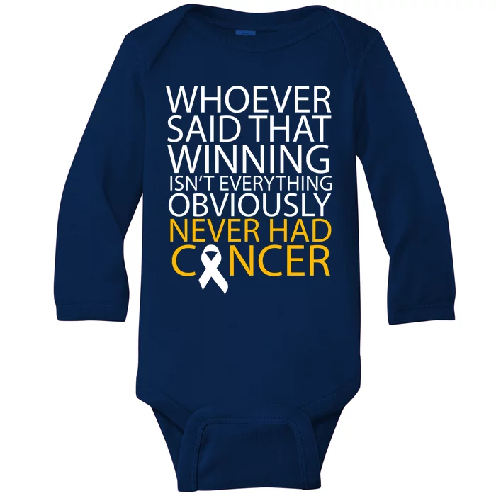 Cancer Winner Quote Baby Long Sleeve Bodysuit